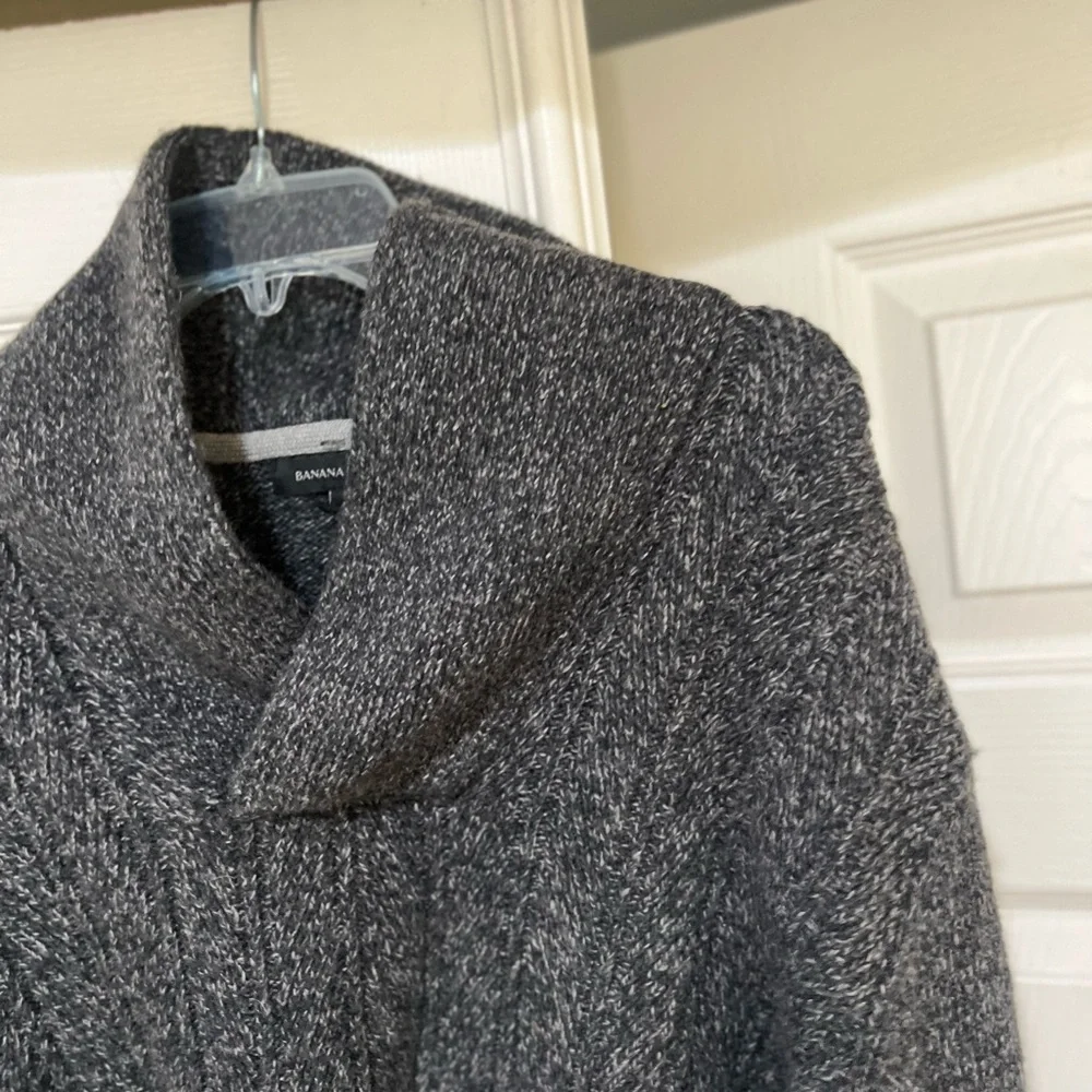 Banana Republic Men Size XL gray shawl‎ Neck Lambs Wool Casual work preppy smart